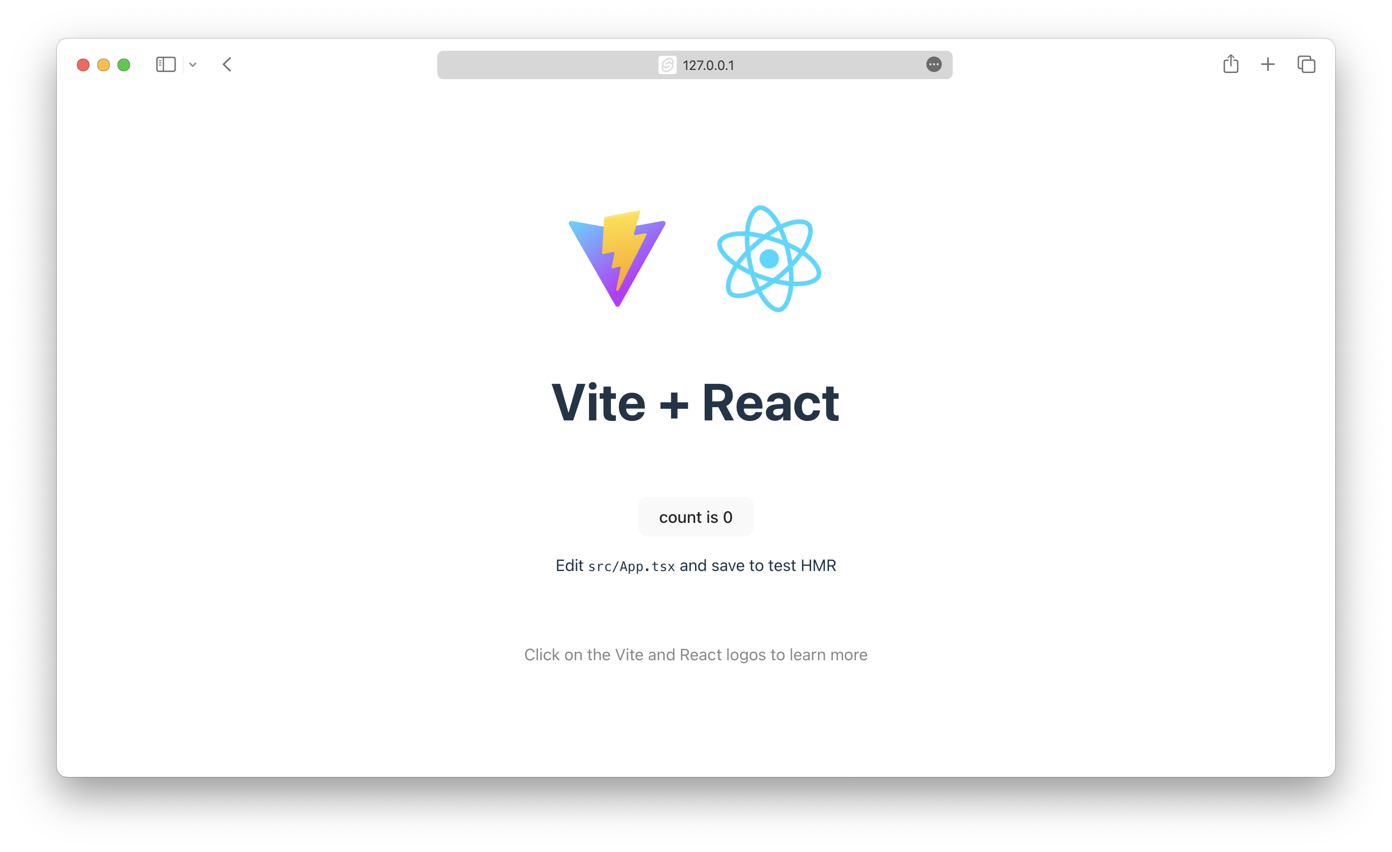 새로운 Vite React 앱 스크린샷