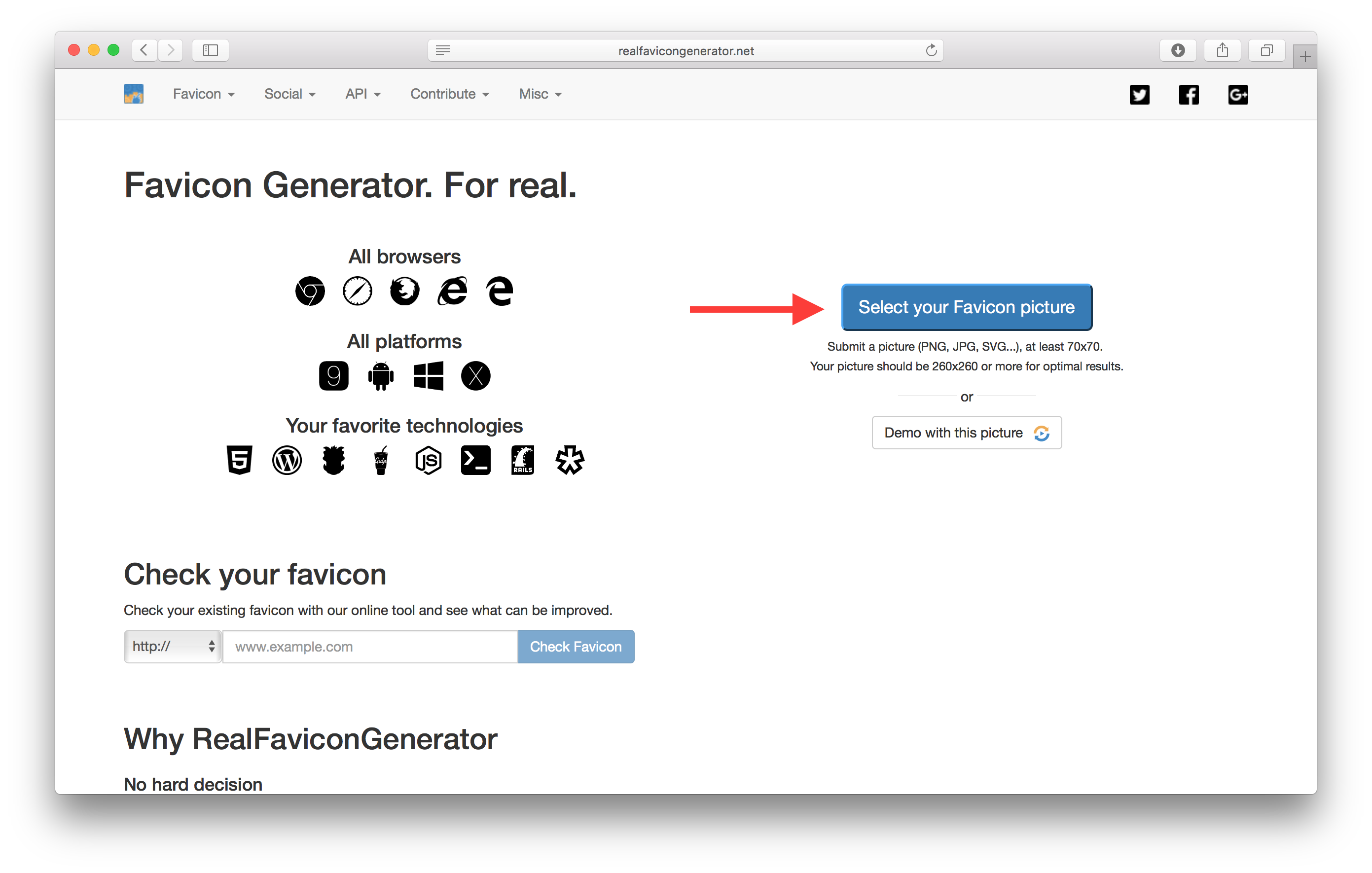 Realfavicongenerator.net 스크린샷